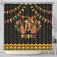 Mexico Cinco De Mayo Shower Curtain Let's Fiesta Dabbing Taco