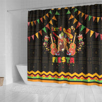 Mexico Cinco De Mayo Shower Curtain Let's Fiesta Dabbing Taco