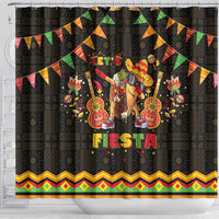 Mexico Cinco De Mayo Shower Curtain Let's Fiesta Dabbing Taco