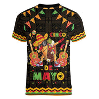 Mexico Cinco De Mayo Women V-Neck T-Shirt Let's Fiesta Dabbing Taco