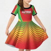Custom Guyana 2026 Cricket Kid Short Sleeve Dress Come On Warriors
