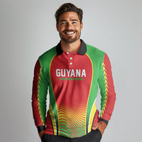 Custom Guyana 2026 Cricket Long Sleeve Polo Shirt Come On Warriors