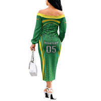 Custom Jamaica 2026 Cricket Off The Shoulder Long Sleeve Dress Go Champions