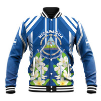 Nicaragua Independence Day 1821 Baseball Jacket Coat Of Arms With Plumeria - Wonder Print Shop