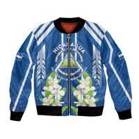 Nicaragua Independence Day 1821 Bomber Jacket Coat Of Arms With Plumeria - undefined