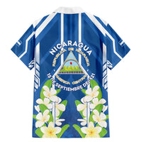 Nicaragua Independence Day 1821 Family Matching Mermaid Dress and Hawaiian Shirt Coat Of Arms With Plumeria - Wonder Print Shop