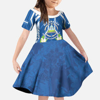 Nicaragua Independence Day 1821 Family Matching Off Shoulder Maxi Dress and Hawaiian Shirt Coat Of Arms With Plumeria - Wonder Print Shop