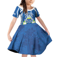 Nicaragua Independence Day 1821 Family Matching Off Shoulder Short Dress and Hawaiian Shirt Coat Of Arms With Plumeria - Wonder Print Shop