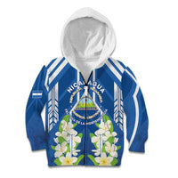 Nicaragua Independence Day 1821 Kid Hoodie Coat Of Arms With Plumeria - Wonder Print Shop