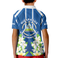 Nicaragua Independence Day 1821 Kid Polo Shirt Coat Of Arms With Plumeria - Wonder Print Shop