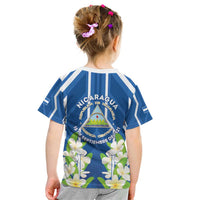 Nicaragua Independence Day 1821 Kid T Shirt Coat Of Arms With Plumeria - Wonder Print Shop