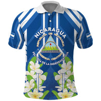 Nicaragua Independence Day 1821 Polo Shirt Coat Of Arms With Plumeria - Wonder Print Shop