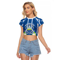 Nicaragua Independence Day 1821 Raglan Cropped T Shirt Coat Of Arms With Plumeria - Wonder Print Shop