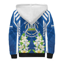 Nicaragua Independence Day 1821 Sherpa Hoodie Coat Of Arms With Plumeria - Wonder Print Shop