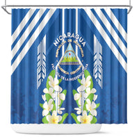 Nicaragua Independence Day 1821 Shower Curtain Coat Of Arms With Plumeria - Wonder Print Shop