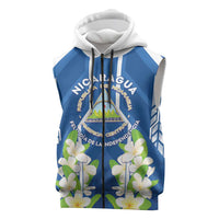 Nicaragua Independence Day 1821 Sleeveless Zip Hoodie Coat Of Arms With Plumeria - Wonder Print Shop