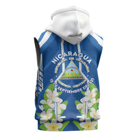 Nicaragua Independence Day 1821 Sleeveless Zip Hoodie Coat Of Arms With Plumeria - Wonder Print Shop