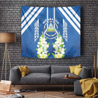 Nicaragua Independence Day 1821 Tapestry Coat Of Arms With Plumeria - Wonder Print Shop