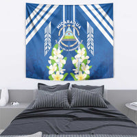 Nicaragua Independence Day 1821 Tapestry Coat Of Arms With Plumeria - Wonder Print Shop