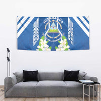 Nicaragua Independence Day 1821 Tapestry Coat Of Arms With Plumeria - Wonder Print Shop