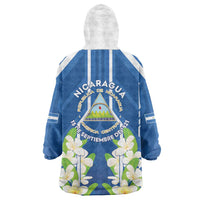 Nicaragua Independence Day 1821 Wearable Blanket Hoodie Coat Of Arms With Plumeria - Wonder Print Shop