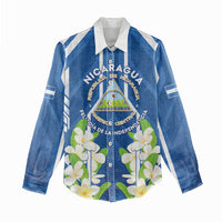 Nicaragua Independence Day 1821 Women Casual Shirt Coat Of Arms With Plumeria - Wonder Print Shop