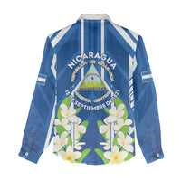 Nicaragua Independence Day 1821 Women Casual Shirt Coat Of Arms With Plumeria - Wonder Print Shop