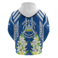 Nicaragua Independence Day 1821 Zip Hoodie Coat Of Arms With Plumeria - Wonder Print Shop