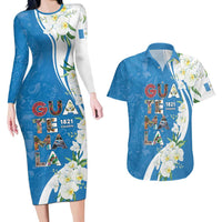 Guatemala 1821 Chapin Couples Matching Long Sleeve Bodycon Dress and Hawaiian Shirt Happy Independence Day - Wonder Print Shop