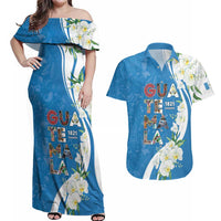 Guatemala 1821 Chapin Couples Matching Off Shoulder Maxi Dress and Hawaiian Shirt Happy Independence Day - Wonder Print Shop