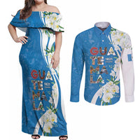 Guatemala 1821 Chapin Couples Matching Off Shoulder Maxi Dress and Long Sleeve Button Shirt Happy Independence Day - Wonder Print Shop