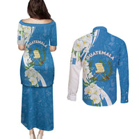 Guatemala 1821 Chapin Couples Matching Puletasi and Long Sleeve Button Shirt Happy Independence Day - Wonder Print Shop