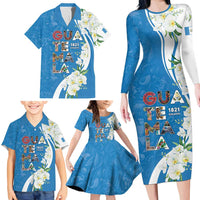 Guatemala 1821 Chapin Family Matching Long Sleeve Bodycon Dress and Hawaiian Shirt Happy Independence Day - Wonder Print Shop