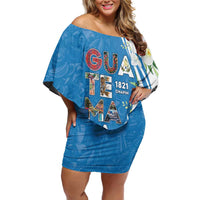 Guatemala 1821 Chapin Family Matching Off Shoulder Short Dress and Hawaiian Shirt Happy Independence Day - Wonder Print Shop