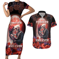 Personalised Day of Dead Couple Sugar Skull Couples Matching Short Sleeve Bodycon Dress and Hawaiian Shirt Forever and Ever! LT05 - Wonder Print Shop