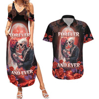 Personalised Day of Dead Couple Sugar Skull Couples Matching Summer Maxi Dress and Hawaiian Shirt Forever and Ever! LT05 - Wonder Print Shop