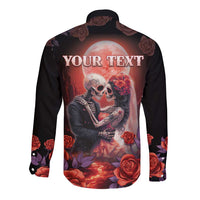 Personalised Day of Dead Couple Sugar Skull Long Sleeve Button Shirt Forever and Ever! LT05 - Wonder Print Shop