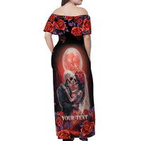 Personalised Day of Dead Couple Sugar Skull Off Shoulder Maxi Dress Forever and Ever! LT05 - Wonder Print Shop