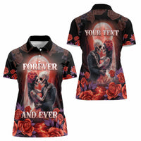Personalised Day of Dead Couple Sugar Skull Women Polo Shirt Forever and Ever! LT05 - Wonder Print Shop