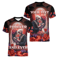 Personalised Day of Dead Couple Sugar Skull Women V-Neck T-Shirt Forever and Ever! LT05 - Wonder Print Shop