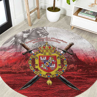 Polish-Lithuanian Commonwealth Round Carpet Medieval Royal Coat Of Arms Heritage