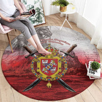 Polish-Lithuanian Commonwealth Round Carpet Medieval Royal Coat Of Arms Heritage