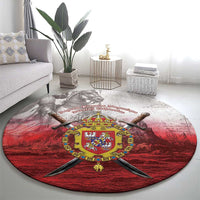 Polish-Lithuanian Commonwealth Round Carpet Medieval Royal Coat Of Arms Heritage