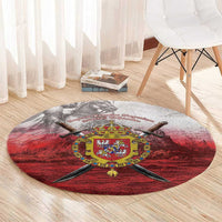 Polish-Lithuanian Commonwealth Round Carpet Medieval Royal Coat Of Arms Heritage