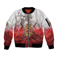 Polish-Lithuanian Commonwealth Sleeve Zip Bomber Jacket Medieval Royal Coat Of Arms Heritage