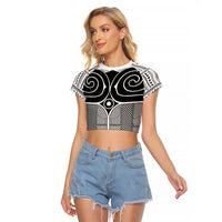 Japan Raglan Cropped T Shirt Jomon Tattoo Inspiration White