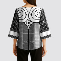 Japan Kimono Sleeve Blouse Jomon Tattoo Inspiration Black
