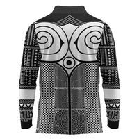 Japan Long Sleeve Polo Shirt Jomon Tattoo Inspiration Black