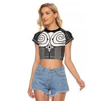 Japan Raglan Cropped T Shirt Jomon Tattoo Inspiration Black