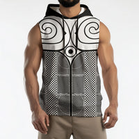 Japan Sleeveless Hoodie Jomon Tattoo Inspiration Black